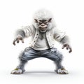 Fantasy White Gorilla In Hip Hop Troll Costume - Charming Ghoulpunk Character