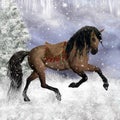Fantasy Winter Horse In The Snow, Greeting Card / Background Royalty Free Stock Photo