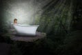 Fantasy Woman, Bathtub, Bath, Nature Royalty Free Stock Photo