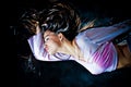 Fantasy woman flying through the night Royalty Free Stock Photo