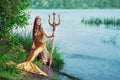 Fantasy woman real mermaid myth goddess of sea Royalty Free Stock Photo