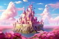 Princess Castle,Magic Pink Castle in the clouds.GenerativeAI. Royalty Free Stock Photo