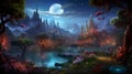 A fantasy world filled with magical creatures and enchanting scenery