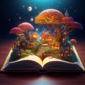 Fantasy world inside of the book ai genarate Royalty Free Stock Photo