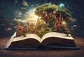 The Illustrated World of Imagination: From Books to Art Unlocking Creativity: The World Inside the Book Royalty Free Stock Photo