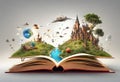 Fantasy world inside of the book. Concept of education imagination and creativity from reading books. - 20