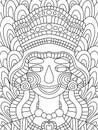 Fantasy young queen detailed coloring page for kids and adults vector