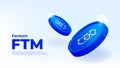 Fantom FTM coin banner. FTM coin cryptocurrency concept banner background Royalty Free Stock Photo