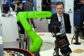 Fanuc industrial robot hand on exhibition Cebit 2017 in Hannover Messe, Germany