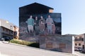 Fanzara CastellÃÂ³n, Spain - September 20, 2020: Graffiti of a group of hunters on their prey with the