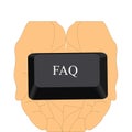 Hands holding FAQ button key from a keyboard Royalty Free Stock Photo