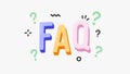FAQ concept with 3d letters and question marks Royalty Free Stock Photo