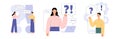 FAQ concept set. People characters chatbot frequently asked questions. Online support service. QA speech bubble, question and Royalty Free Stock Photo