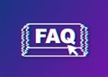Faq with cursor button. Internet glitch icon. Pointer click icon. Vector stock illustration. Royalty Free Stock Photo