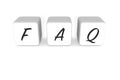 FAQ dice, white background