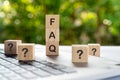 FAQ - Frequently ask question on a wood blocks with question marks