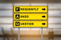 FAQ or Frequently asked questions on airport sign board