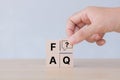 FAQ - Frequently asked questions concept. FAQ in websites, social networks, and business. Marketing and customer service.