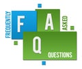 FAQ - Frequently Asked Questions Green Blue Squares Text