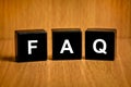 FAQ or Frequently asked questions text on block