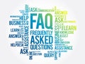 FAQ - Frequently Asked Questions word cloud, business concept background Royalty Free Stock Photo