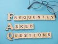 FAQ, Frequently Asked Questions. Words Typography Concept