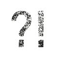 FAQ Grunge Texture Icon. Brush Stroke In Question Mark and Exclamation Point Shape. Question and Answer. Caution, Alert