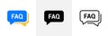 Faq help flat design icon. Query frequently question speech vector information symbol