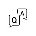 Faq help flat design icon. Query frequently question speech vector information symbol