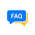 Faq help flat design icon. Query frequently question speech vector information symbol