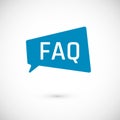 FAQ icon. Frequently Asked Question as Speech bubble. Blue bubble and white text.