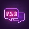 Faq icon neon. Support concept. Elements for mobile concepts and web apps. Vector EPS 10