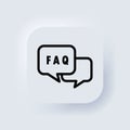 Faq icon. Support concept. Elements for mobile concepts and web apps. Neumorphic UI UX white user interface web button. Royalty Free Stock Photo