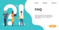 FAQ landing page. People ask questions. Online support service. Advices and recommendations for solution problems