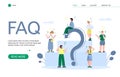 FAQ landing page for website, flat cartoon vector illustration isolated Royalty Free Stock Photo