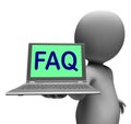 Faq Laptop Character Shows Answers And Frequently Asked Question Royalty Free Stock Photo