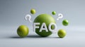 Faq letters with question marks and green spheres Royalty Free Stock Photo