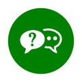 Faq, queries, question icon. Green vector graphics