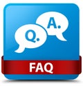 Faq (question answer bubble icon) cyan blue square button red ri Royalty Free Stock Photo