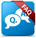 Faq (question answer bubble icon) cyan blue square button red ri Royalty Free Stock Photo