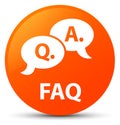 Faq (question answer bubble icon) orange round button Royalty Free Stock Photo