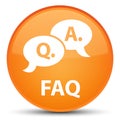 Faq (question answer bubble icon) special orange round button Royalty Free Stock Photo
