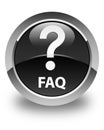 Faq (question icon) glossy black round button Royalty Free Stock Photo