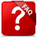 Faq (question icon) red square button red ribbon in corner