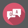 FAQ, questions and answers flat icon. Round colorful button, circular vector sign with long shadow effect.