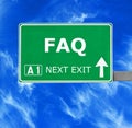 FAQ road sign against clear blue sky Royalty Free Stock Photo