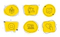 Smile face, Algorithm and Augmented reality icons set. Faq, Smile chat and Hold heart signs. Vector