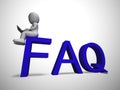 Faq symbol icon means answering questions to help support users or staff - 3d illustration Royalty Free Stock Photo