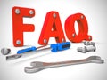 Faq symbol icon means answering questions to help support users or staff - 3d illustration Royalty Free Stock Photo