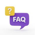 FAQ Text and Question Mark Icons in Speech Bubbles on White Background frequently asked questions Royalty Free Stock Photo